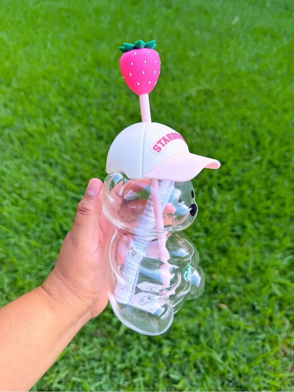 Authentic 2026 Starbucks Limited Edition Pink Strawberry Bearista Glass Cup